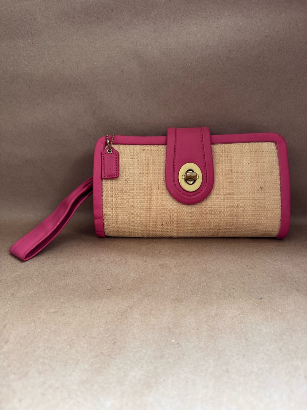 Coach Parker Straw Clutch Wristlet 8.5” by 5” by 1”